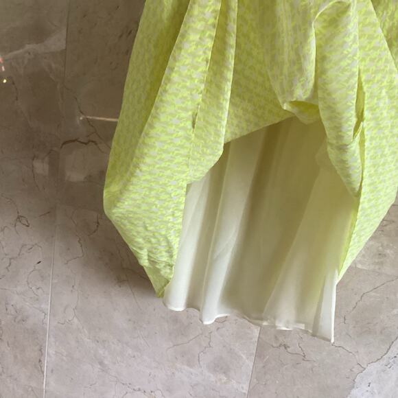 Shoshanna Isabel Mini Dress Silk Y2K Neon Yellow Houndstooth Preppy USA - Size 4 - Picture 8 of 11
